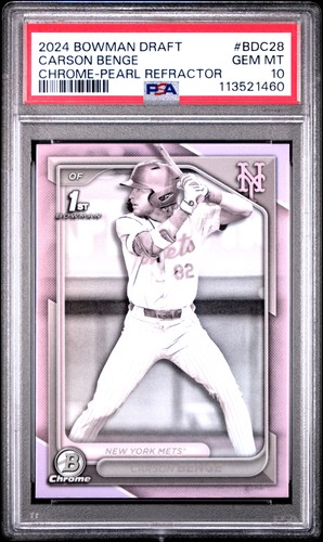 Carson Benge [Pearl Refractor] #BDC-28 2024 Bowman Draft Chrome card
