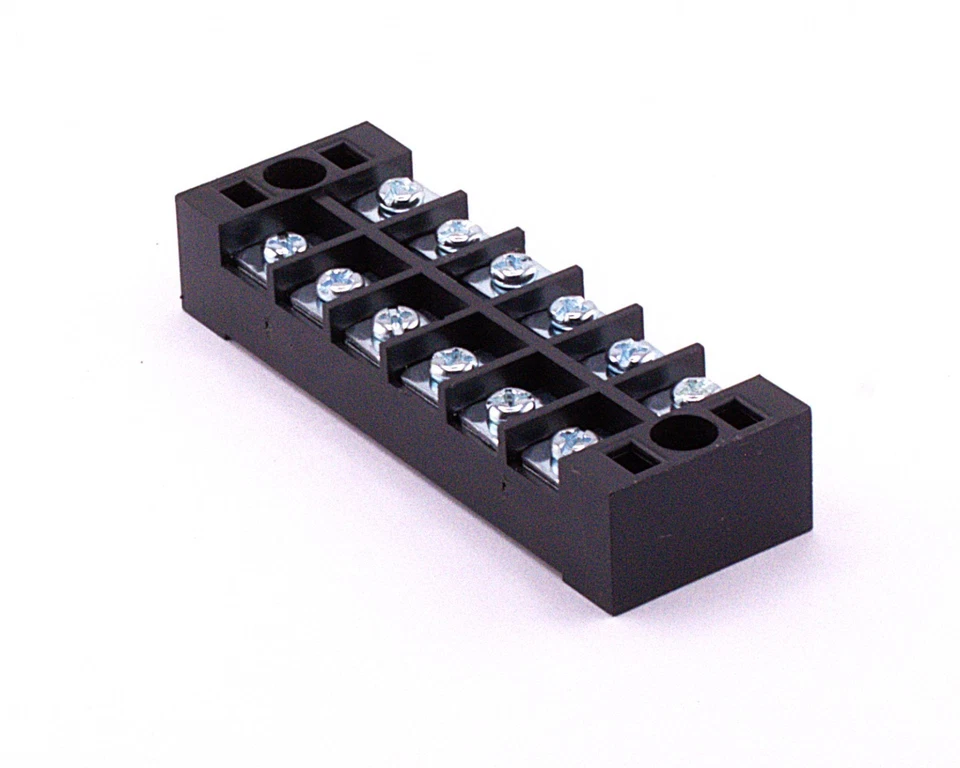 12 Position (6x2)  HD 25A - 10A GA  600V Terminal Block Strip w/ Cover + Jumpers - Image 3 of 4