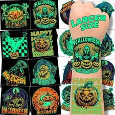 winthrop 100 Pcs Luminous Halloween Temporary Tattoos for Kids, Individually Wra