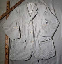 Vintage Brooks Brothers Blazer Mens Gray White Seersucker Stripe Preppy Academia
