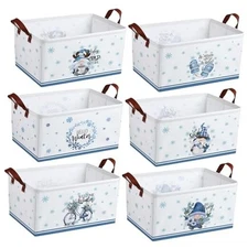 CHENGU 6 Pack Winter Storage Basket Collapsible Christmas Basket for Gnomes