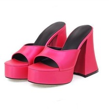 Women's High Heels Platform Open Toe Slippers Club Leisure Sandals Summer Slides