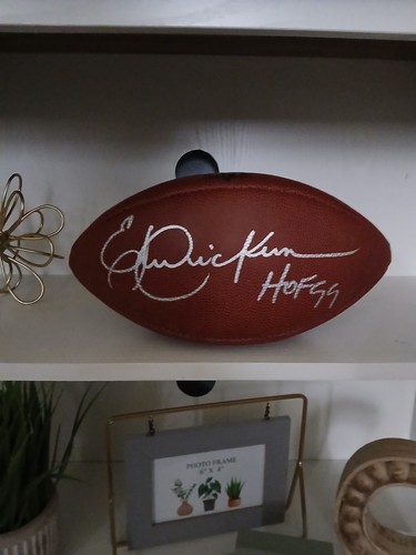Los Angeles Rams Eric Dickerson Autogramm Football Aufschrift "HOF 99"