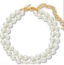 Lele Sadoughi Pearl Jackie Double Row Necklace