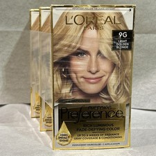 L'Or al Superior Preference 9G Light Golden Blonde Hair Dye 3X Boxes 