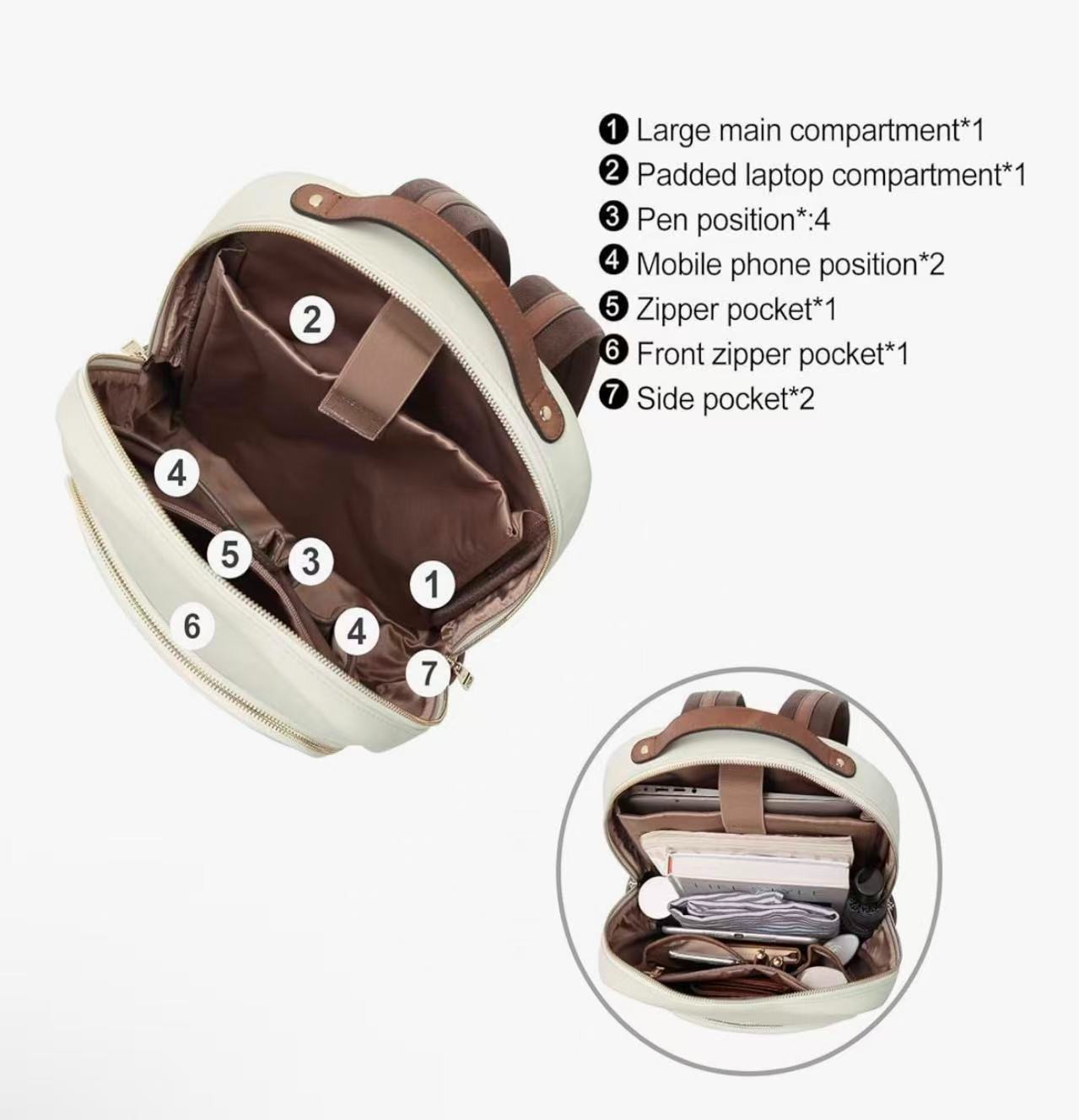 CLUCI Leather Backpack for Women 15.6 inch Laptop Backpack Purse Computer Backpa