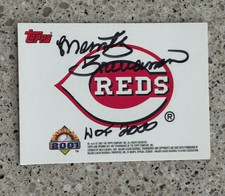 MARTY BRENNAMAN HOF 2000 CINCINNATI REDS 1990 CHAMPS SIGNED 2001 TOPPS STICKER
