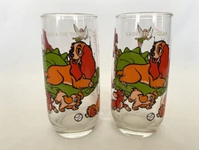 Set of 2 Vintage Disney "Lady and the Trump" Pepsi Collector Series Glasses
