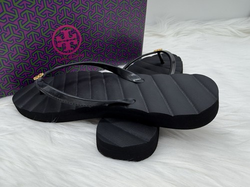 Neu im Karton Original Tory Burch Kira Logo TPU Damen-Flip-Flop-Sandalen Größe 10 M in Schwarz - Bild 11 von 16