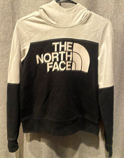 The North Face Women s XS Black/White Colorblock Fleece Pullover Hoodie Logo