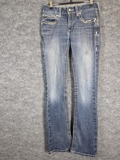 Ariat REAL Denim Jeans Womens 29L Blue Mid Rise Boot Bootcut Embroidered Stretch