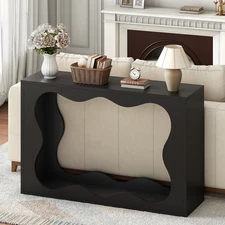 HOOBRO Console Table Entryway Table Sofa Table Black 47.2”L x 11.8”W x 32.7”H