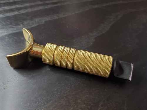 Heavy Brass Swivel Knife Leathercraft Tool Carving Used 1.8"wide .5"hollow blade