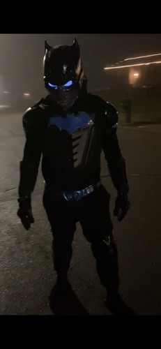 Batman-Inspired Superhero Armor Costume Set Black Blue with Mask Belt