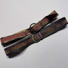 Lot X2 Wide Leather Belt Buckle Snakeskin Gold Boho Ren Faire Festival Costume