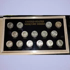 MERCURY DIMES 1941-1945S SET IN DISPLAY SILVER