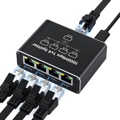 Ethernet Splitter 1 to 4 1000Mbps High Speed Either Network Splitter Internet...