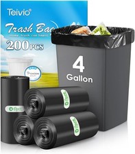 Teivio 4 Gallon 200 Counts Strong Trash Bags 50 Count Pack of 4 , Clear