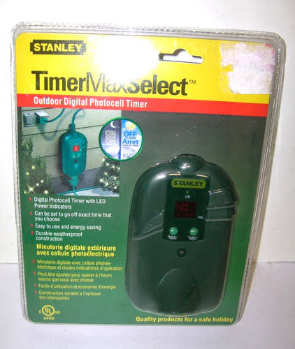 Stanley Time Max Select Outdoor Digital Photocell Timer 58453 Weatherproof NEW