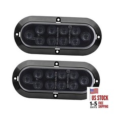 6" Oval Smoked Lens/Red LED Trailer Tail Light Surface Mount 10 LED Smoked/Red