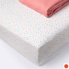 Fitted Jersey Crib Sheet - Cloud Island Confetti/Coral 2pk