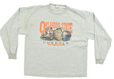 Vintage Oklahoma State University OSU Cowboys Long Sleeve Graphic Tee Grey XXL