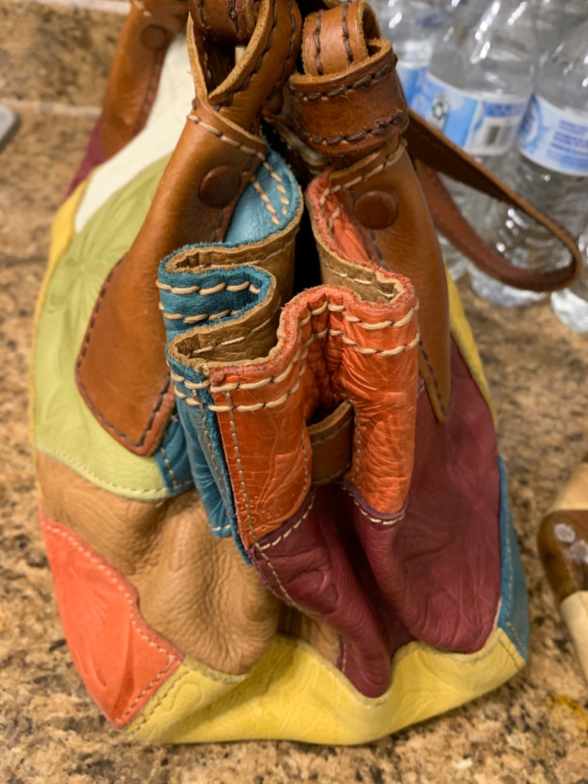 Fossil Leather Patchwork Shoulder Bag Multicolor … - image 4