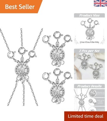 Elegante 2 Stück Schmuck Stapel Verbinder | 3 Loch Silber Halskette Lagenlook Verschluss