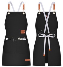 Teskyer Kitchen Cooking Apron with Pockets, Water Oil Resistant, Canvas Cross...