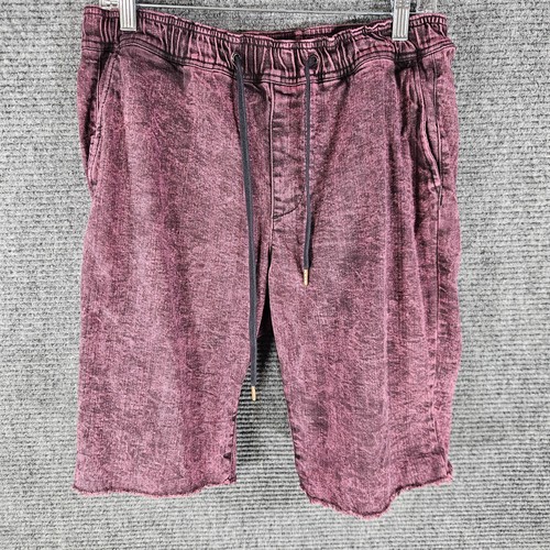 XXX RUDE Purple Black Spacey Dye Denim Shorts Jorts Mens Small Drawstring