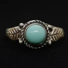 Vintage .49ctw Turquoise Cabochon 925 Sterling Silver Ring Size 7
