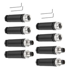 4 Set - 3 Pin M8 Female Male Aviation Connector Wire Plug A Coding 8mm Circular