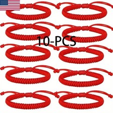 10PCS Adjustable Red Weave String Rope Bracelet Boho Valentine's Day Couple Gift