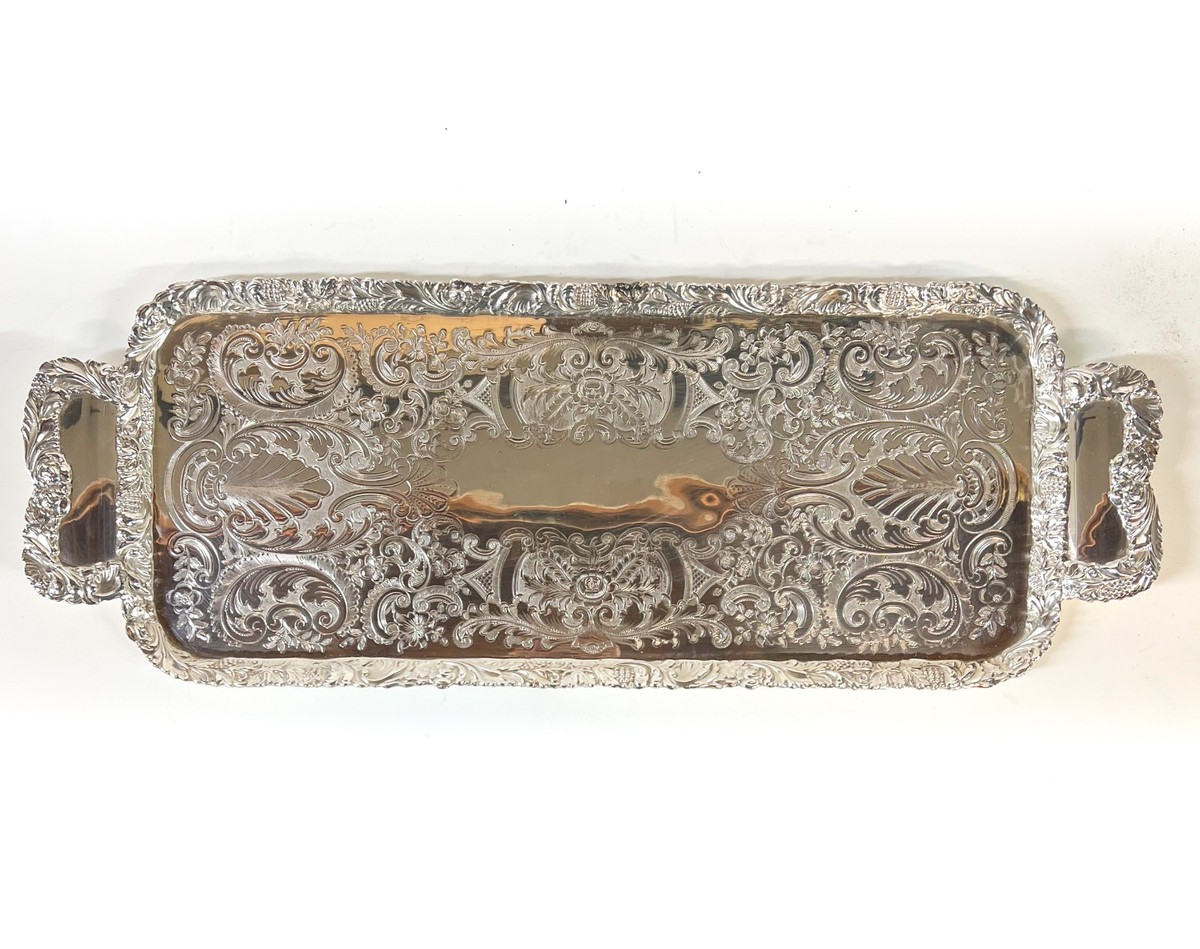 イギリス アンティーク Silver Tray Vintage Reproduction Old Sheffield Silver-plate drinks tray Made