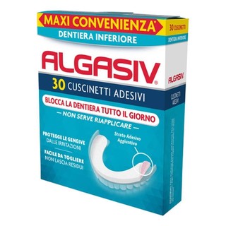 Cuscinetti Adesivi Per Dentiera Inferiore Algasiv 30 Pezzi - Bloccano La Dentier