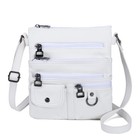 MINICAT Women's Multi-Pocket Soft Leather Small Crossbody Shoulder Bag, White