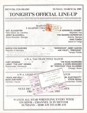 March 24 1985 AWA Denver Wrestling Program w/ Ticket Stub + Steve Regal Pin-Up