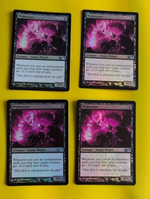 Blightcaster x4. playset human wizard All FOIL MTG Card. Core Set 2014. M14