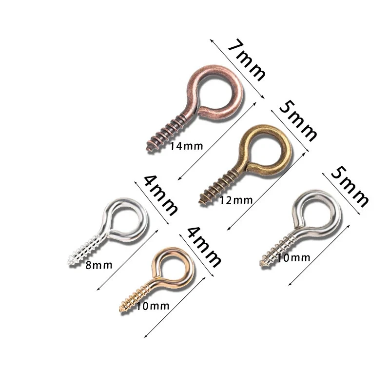 100pc Mini Eye Pins Screw Hooks Threaded Clasps Gold Tone Jewelry DIY Making - Image 2 of 4