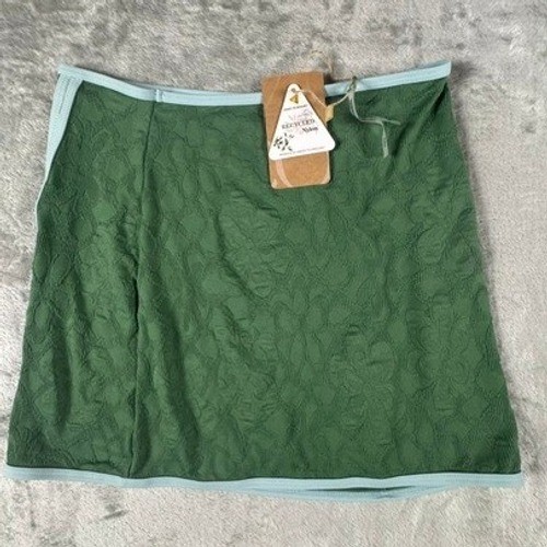 Berlook Swimwear Set Women S Green Floral Jacquard Bikini Top and Skirt Cover Up image 3