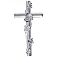 Jobo AnhäNger Kreuz Mit Rosen 925 Sterling Silber Matt KreuzanhäNger