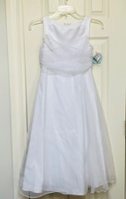 NWT Bonnie Jean First Communion or Flower Girl Dress Sz 10 White Rhinestones
