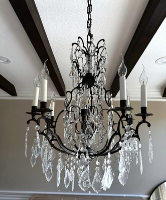 Beautiful Crystal Bronze Chandelier Girandole Prisms 8 Lights  30 x27''