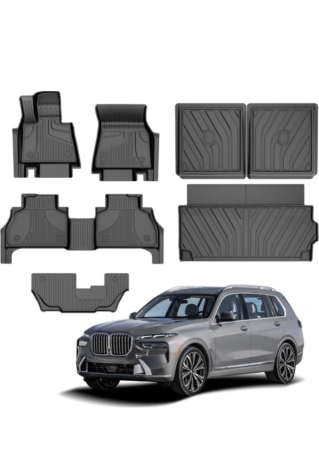 All Weather Floor Mats Cargo Backrest Mat For BMW X7 2019-2024 2025 7 Seat