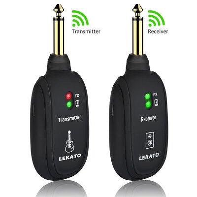 LEKATO UHF Rechargeable Wireless Guitar System Transmitter Receiver Range 50M