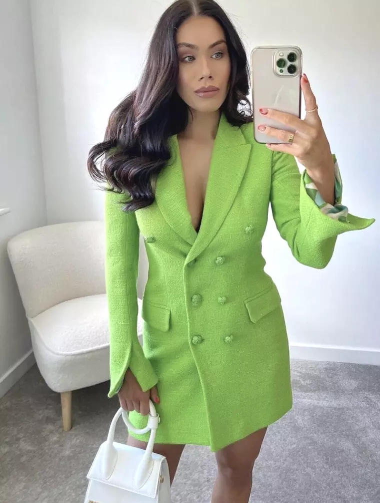 green blazer dress