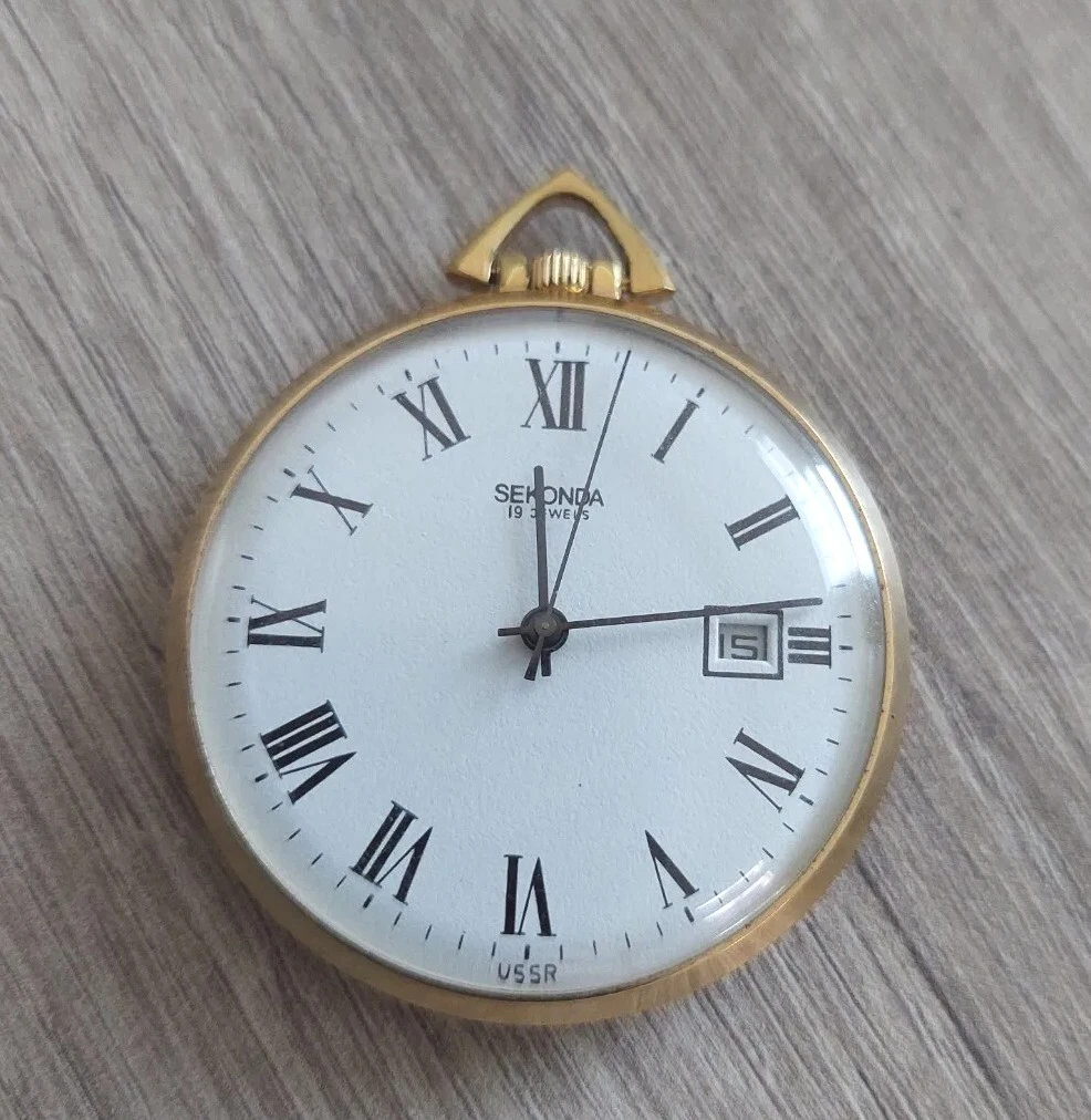 Pocket Watch Sekonda 19 Jewels Gold Plated USSR
