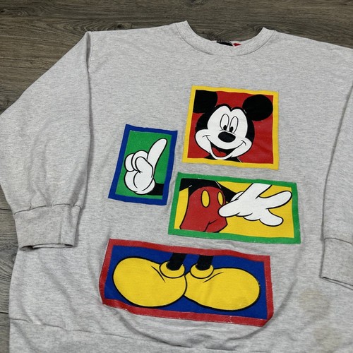 Vintage Mickey Mouse Sweatshirt Adult L Gray Crewneck Disney Mickey Unlimited - Picture 2 of 7