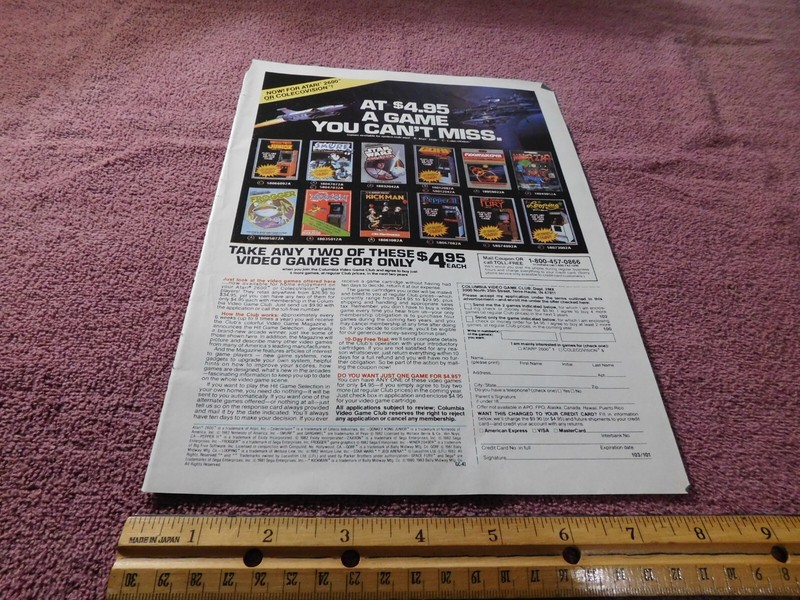 Vintage Video Game Ad 1983 Columbia Video Game Club