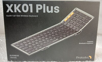 ProtoArc XK01 Plus Tragbare Faltbare Tastatur mit Hintergrundbeleuchtung - Schwarz